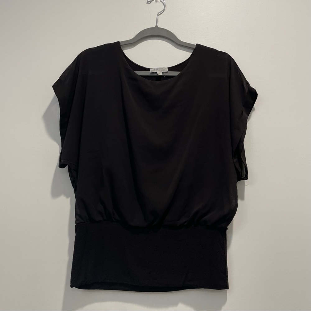‘ black short sleeve blouse top shirt